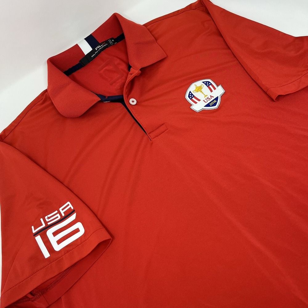 RLX Ralph Lauren USA 2016 Ryder Cup Golf Polo Shirt Mens M Red Team USA